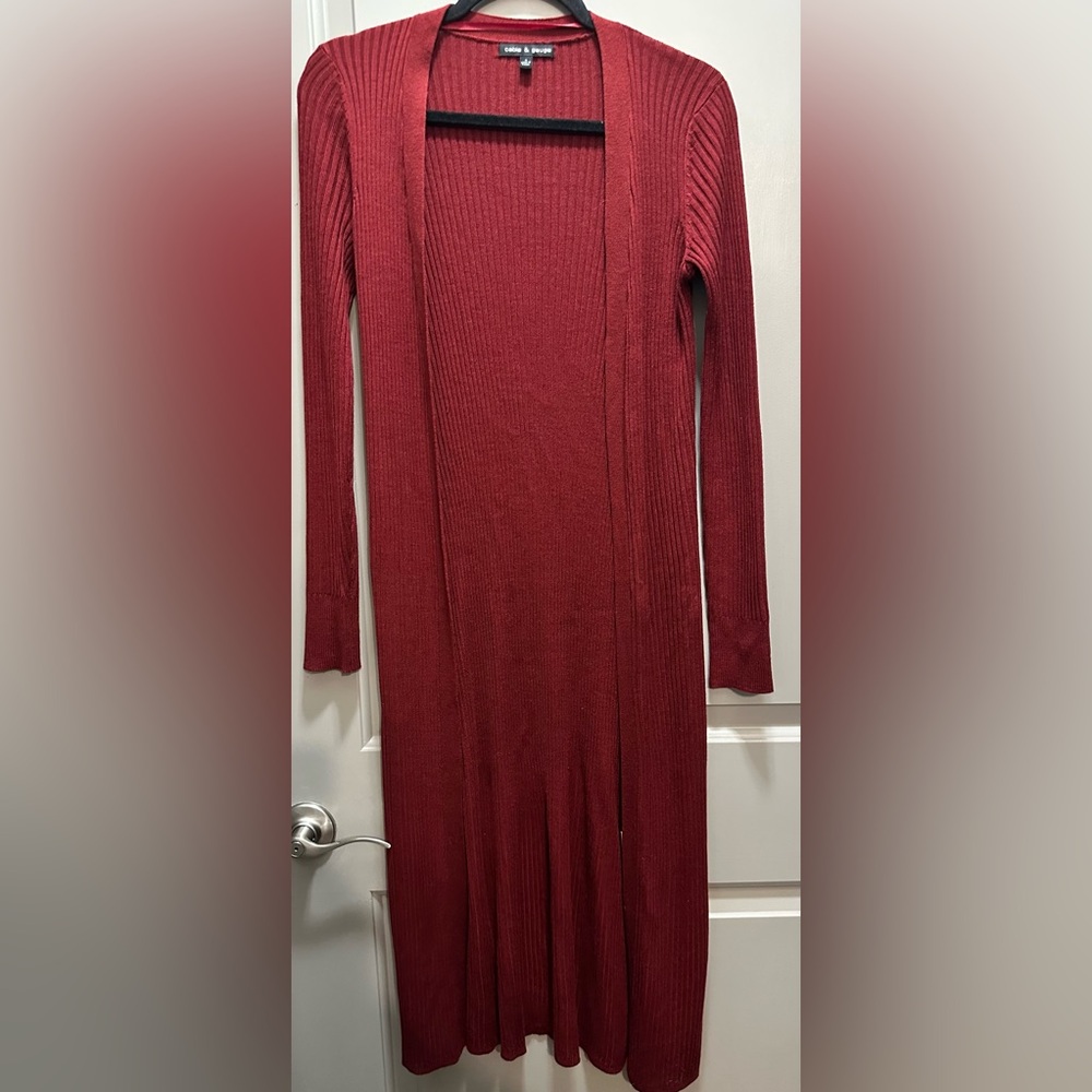 Cable & Gauge Size S Maroon Open Front Duster EUC